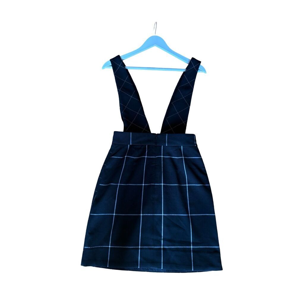 Maje NWT Joly Check Pinafore Overall Dress Black White Plaid Wrap Skirt Sz S - Picture 2 of 9